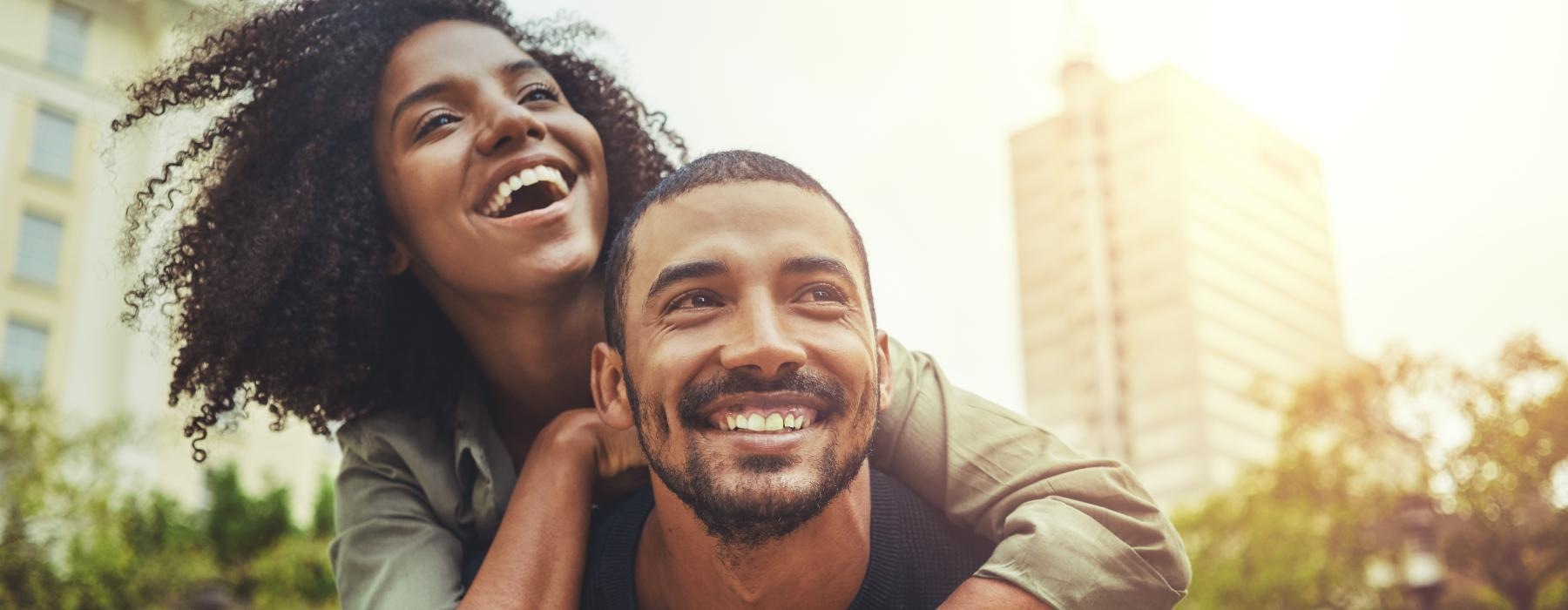 a man and woman hugging
