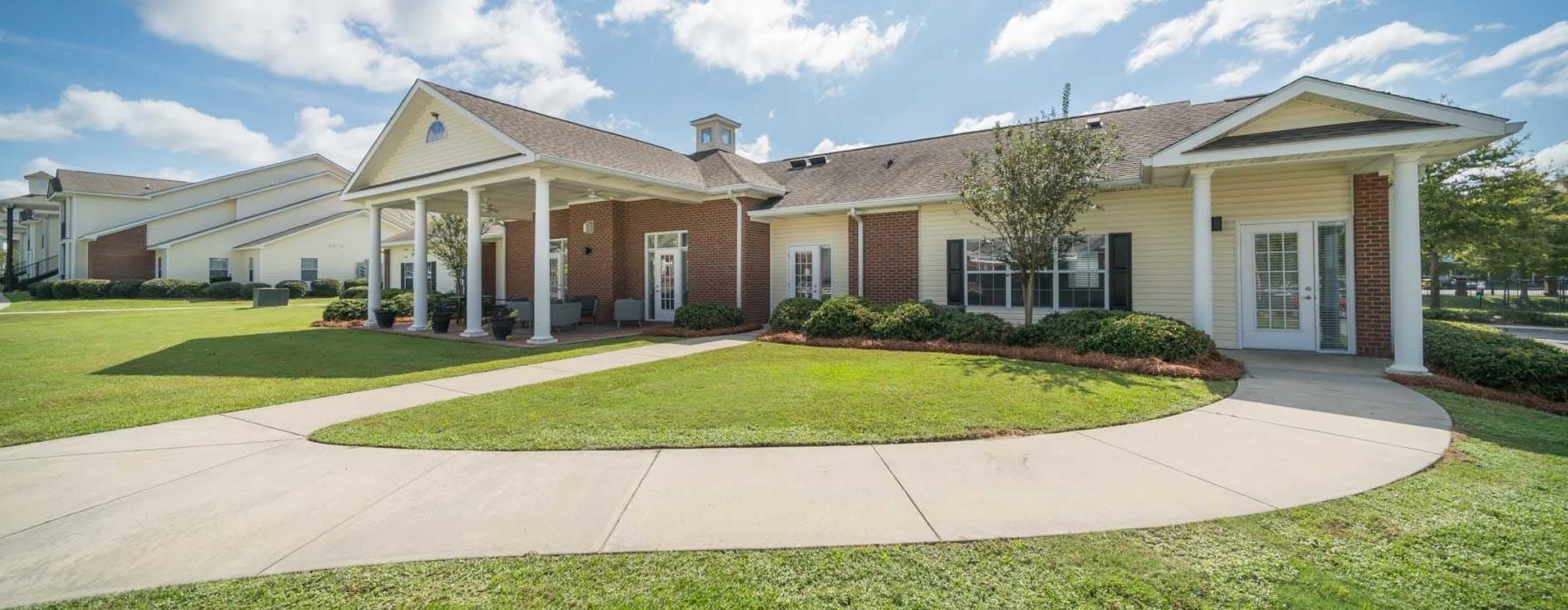 a large house with a lawn