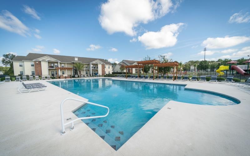 a swimming pool in a backyard